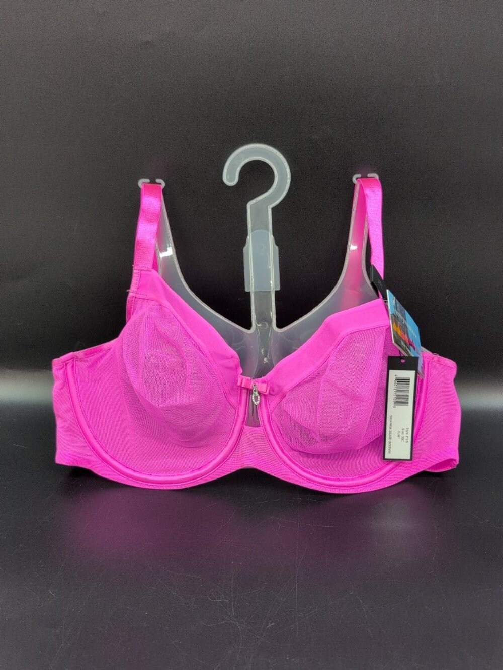 Curvy Couture Sheer Mesh Unlined Underwire Bra Flirt Pink 38C NWT